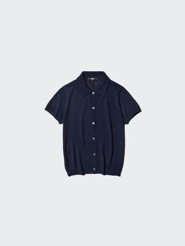 Uniqlo Merino Blend Polo Cardigan | Short Sleeve in Kuwait