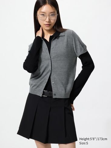 Uniqlo Merino Blend Polo Cardigan | Short Sleeve in Kuwait