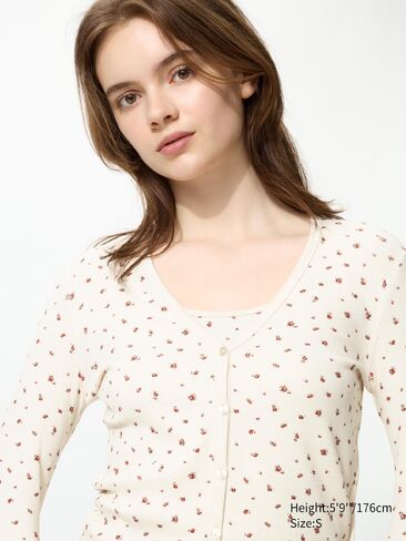 Uniqlo Ribbed V-Neck Cardigan | Flower in Kuwait