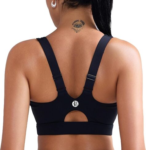 الجري Girl Sports Bras for Women High Support ، أحزمة قابلة للتعديل مصبوب الكوب من صدرية رياضية عالية التأثير مع مخيط في وسادات in Kuwait