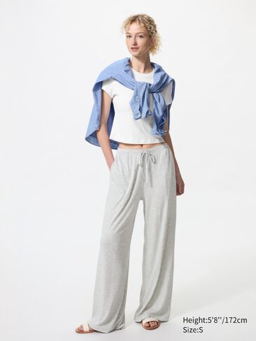 Uniqlo Ribbed Wide Easy Pants | Tall in Kuwait