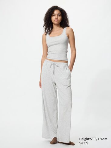 Uniqlo Ribbed Wide Easy Pants | Tall in Kuwait