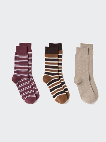 Uniqlo Regular Socks | 3 Pairs | Stripe in Kuwait