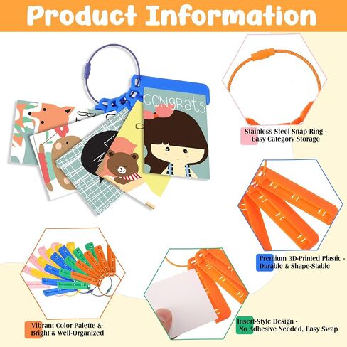 25 Pcs Reusable Card Holder Compatible with Yoto and 5 Pcs Rings, Portable Insert Style Card Sleeves with Stainless Steel Rings for Storage Organizer(Morandi) in Kuwait