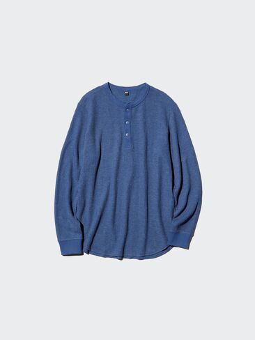 تي شيرت Uniqlo برقبة وافل هينلي | كم طويل in Kuwait