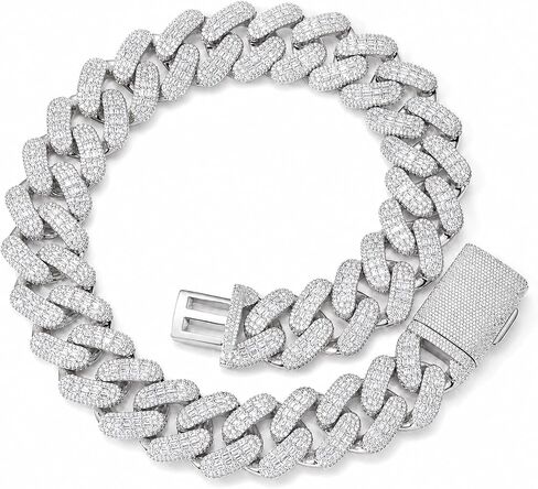 ICEDIAMOND 28mm Luxury Iced Out Cuban Link Chain, Mix-pave Baguette CZ Bling Diamond Men's Gold Plated Hip Hop Chain Necklace in Saudi Arabia