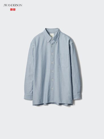 قميص Uniqlo Oxford كبير الحجم | مخطط in Kuwait
