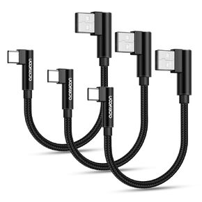 aceyoon [3 Pack Right Angle USB Type C Charger Cable, 0.6ft Braided 90 Degree Elbow Charger Dual L Shape USBC Cable for iPhone 15 Pro Max Plus, Samsung Galaxy S9 S10, Pixel 2 3 3XL, P30 P20 Mate20 in Kuwait
