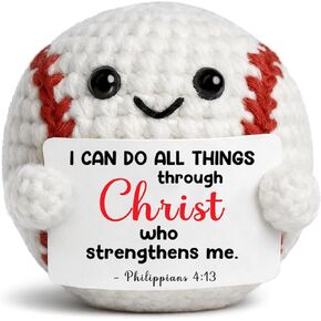 Handmade Crochet Baseball Gifts Faith Encouragement Gift for Him Friend Son Christian Philippians 4:13 Motivational Baseball Room Religious Sports Christmas Decor in Saudi Arabia