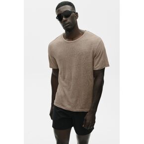 Alo Yoga Linen Jersey Coastal Short Sleeve Tee - Gravel in Saudi Arabia