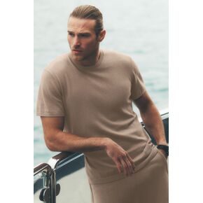 Alo Yoga Cotton Cashmere Ever Soft Short Sleeve Crew - Gravel in Saudi Arabia