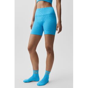 Alo Yoga 5" Seamless Ribbed Favorite Short - Azure Blue in Kuwait