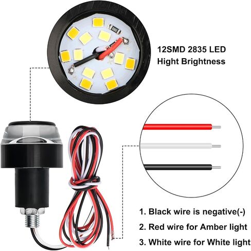 2PCS Motorcycle Turn Signal Light, 12 LEDs Turn Signal Indicator Lamp, Amber/White Front Handlebar End Light, Waterproof Blinker Strobe Light, for 12V Universal Scooter Sportster Cruiser Motorbike in Kuwait