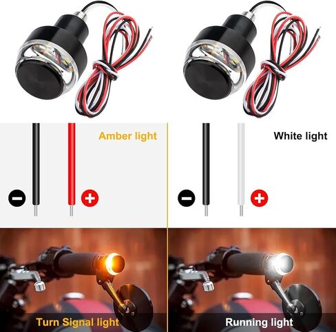 2PCS Motorcycle Turn Signal Light, 12 LEDs Turn Signal Indicator Lamp, Amber/White Front Handlebar End Light, Waterproof Blinker Strobe Light, for 12V Universal Scooter Sportster Cruiser Motorbike in Kuwait