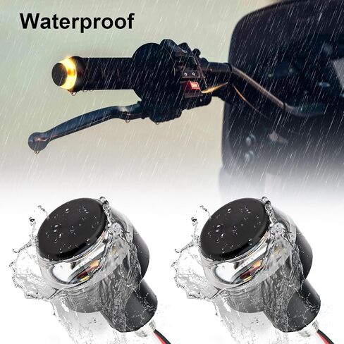 2PCS Motorcycle Turn Signal Light, 12 LEDs Turn Signal Indicator Lamp, Amber/White Front Handlebar End Light, Waterproof Blinker Strobe Light, for 12V Universal Scooter Sportster Cruiser Motorbike in Kuwait