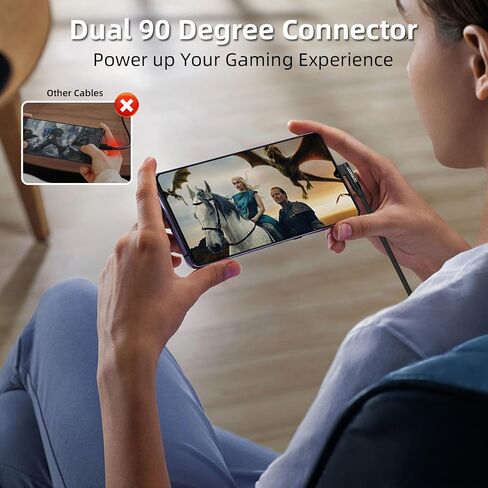 aceyoon [3 حزم كابل شاحن USB من النوع C بزاوية يمنى، 0.6 قدم مضفر 90 درجة شاحن كوع مزدوج على شكل حرف L كابل USBC لهاتف iPhone 15 Pro Max Plus، Samsung Galaxy S9 S10، Pixel 2 3 3XL، P30 P20 Mate20 in Kuwait