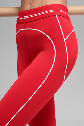 Alo Yoga Airbrush High-Waist Heart Throb Legging - Bright Red/White in Saudi Arabia