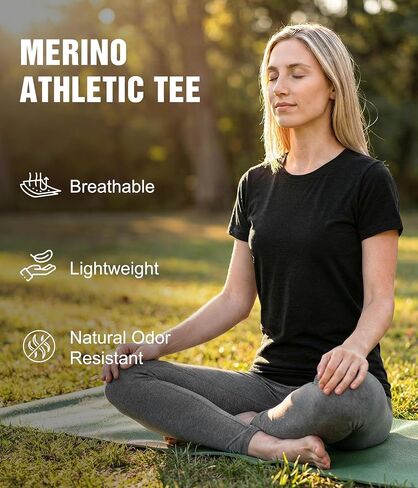 2 Pack 100% Merino Wool T Shirt for Women,Wool Short Sleeve Base Layer,Breathable Lightweight Tee in Kuwait