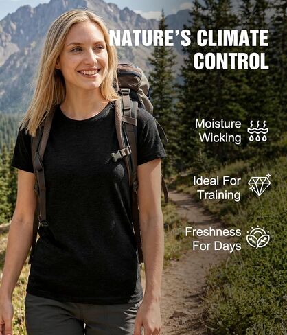 2 Pack 100% Merino Wool T Shirt for Women,Wool Short Sleeve Base Layer,Breathable Lightweight Tee in Kuwait