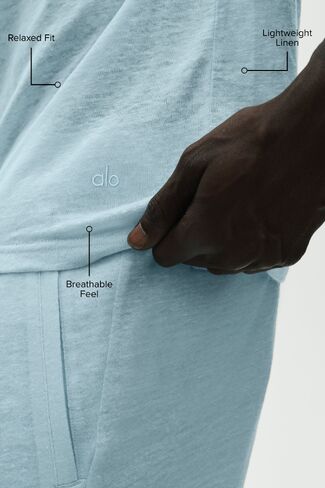 Alo Yoga Linen Jersey Coastal Short Sleeve Tee - Seaside Blue in Kuwait