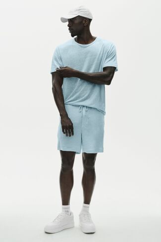 Alo Yoga Linen Jersey Coastal Short Sleeve Tee - Seaside Blue in Kuwait