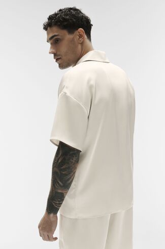 Alo Yoga Satin Horizon Short Sleeve Button Up - Bone in Saudi Arabia
