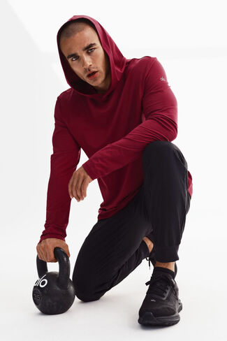 Alo Yoga Conquer Reform Long Sleeve With Hood - Garnet in Saudi Arabia