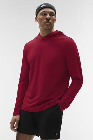 Alo Yoga Conquer Reform Long Sleeve With Hood - Garnet in Saudi Arabia