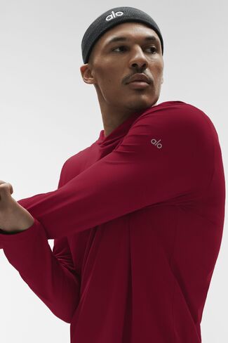 Alo Yoga Conquer Reform Long Sleeve With Hood - Garnet in Saudi Arabia