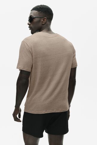 Alo Yoga Linen Jersey Coastal Short Sleeve Tee - Gravel in Saudi Arabia