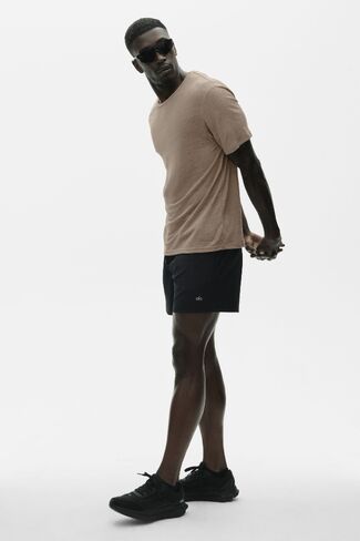 Alo Yoga Linen Jersey Coastal Short Sleeve Tee - Gravel in Saudi Arabia