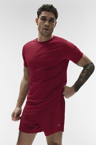 Alo Yoga ALO Vapor Crewneck Short Sleeve - Garnet in Saudi Arabia