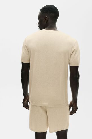 Alo Yoga Cotton Cashmere Ever Soft Short Sleeve Crew - Sandy Beige in Saudi Arabia