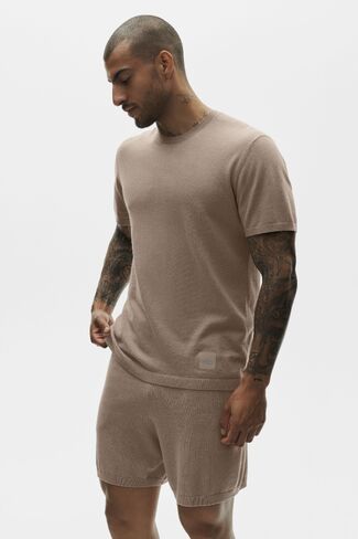 Alo Yoga Cotton Cashmere Ever Soft Short Sleeve Crew - Gravel in Saudi Arabia
