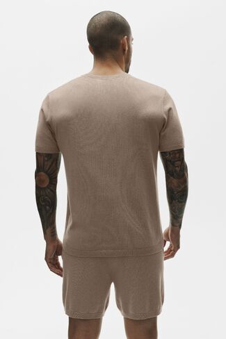Alo Yoga Cotton Cashmere Ever Soft Short Sleeve Crew - Gravel in Saudi Arabia