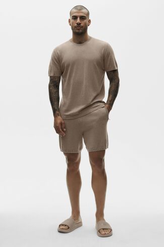 Alo Yoga Cotton Cashmere Ever Soft Short Sleeve Crew - Gravel in Saudi Arabia