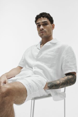 Alo Yoga Linen Days Short Sleeve Button Up - White in Saudi Arabia