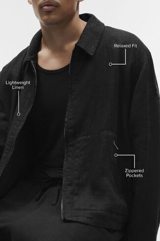 Alo Yoga Linen Days Full Zip Jacket - Black in Saudi Arabia
