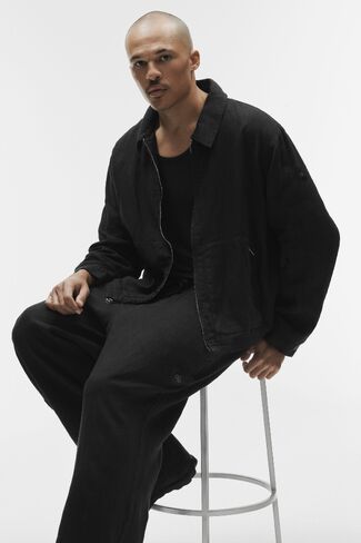 Alo Yoga Linen Days Full Zip Jacket - Black in Saudi Arabia