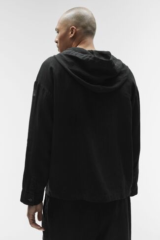 Alo Yoga Linen Days Button Up Hoodie - Black in Saudi Arabia
