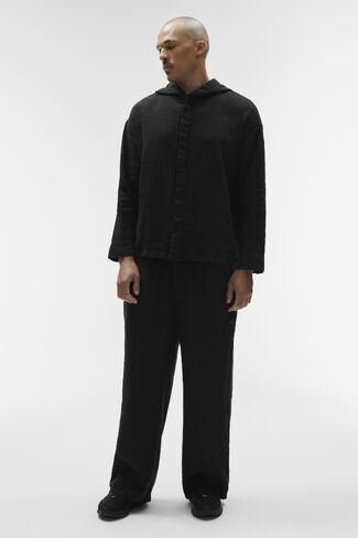 Alo Yoga Linen Days Button Up Hoodie - Black in Saudi Arabia