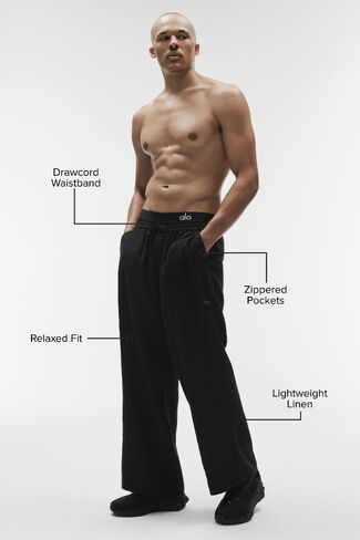 Alo Yoga Linen Days Straight Leg Pant - Black in Saudi Arabia