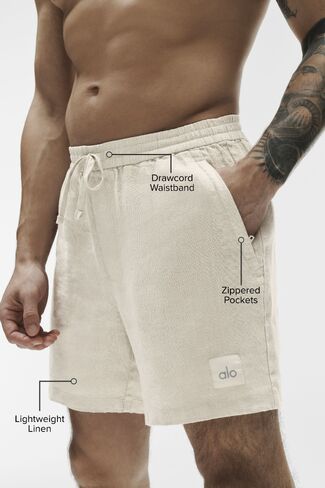 Alo Yoga 7" Linen Days Short - Bone in Saudi Arabia