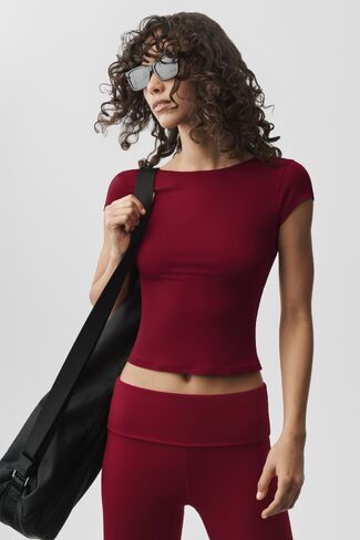 Alo Yoga Alosoft Back For More Tee - Summer Romance Red in Saudi Arabia