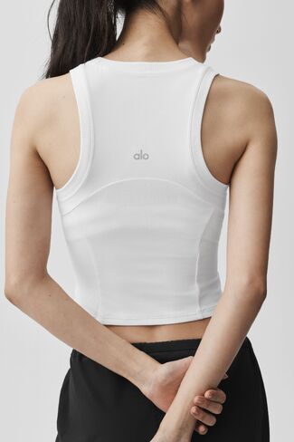Alo Yoga Alosoft Level Up Full Zip Tank - White in Saudi Arabia