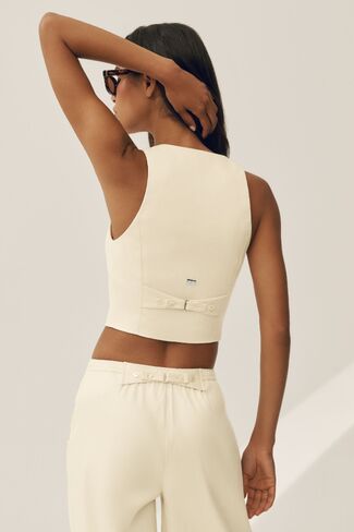 Alo Yoga Linen Blend Riviera Vest - Sandy Beige in Saudi Arabia