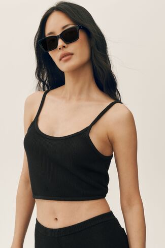 Alo Yoga Silk Cashmere Cropped Heat Wave Tank - Black in Saudi Arabia