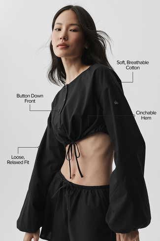 Alo Yoga Cotton Cropped Real Deal Long Sleeve - Black in Saudi Arabia