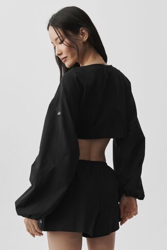 Alo Yoga Cotton Cropped Real Deal Long Sleeve - Black in Saudi Arabia