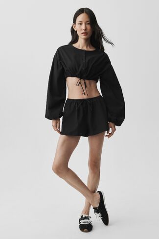 Alo Yoga Cotton Cropped Real Deal Long Sleeve - Black in Saudi Arabia